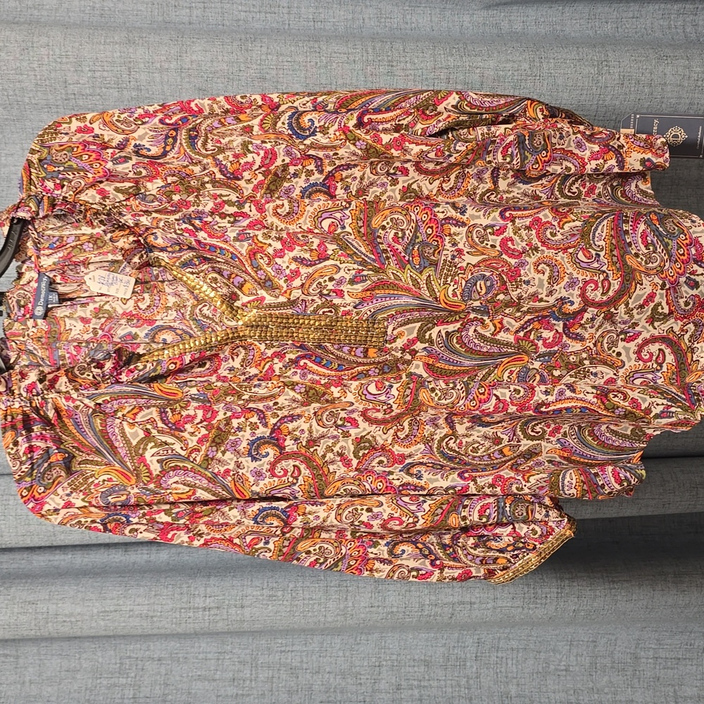 Democracy‎ Multicolor Paisley Blouse With Bead Detail Size 1X